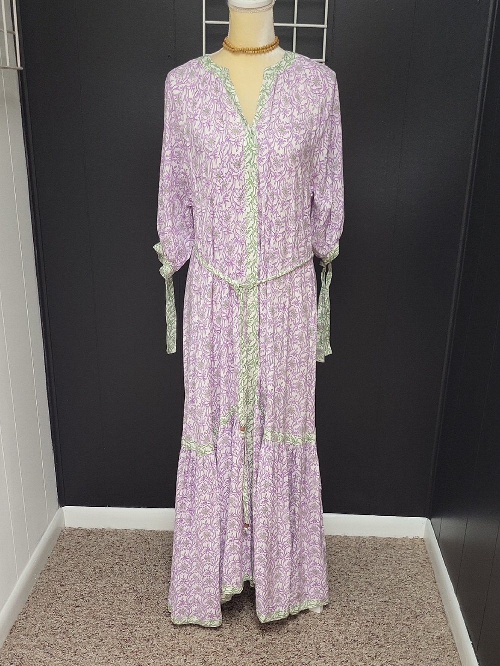 Wild Lavender Fields Floral Maxi Dress, By Cactus and PEARL, SIZE L